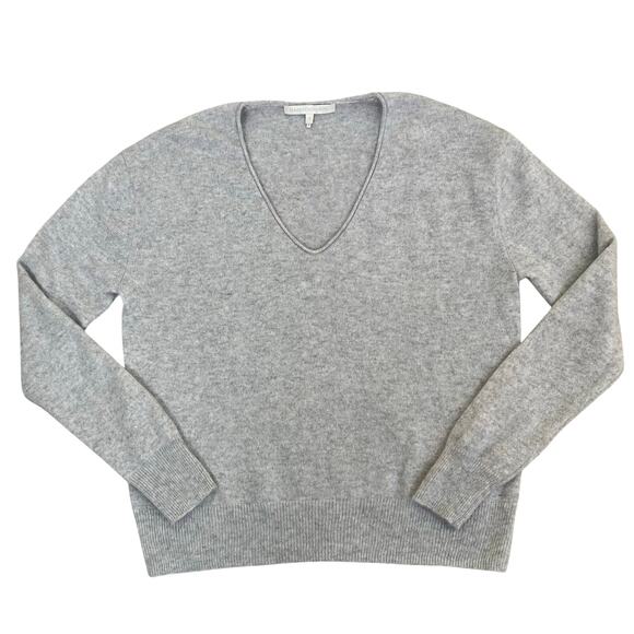 NakedCashmere Sz S Rolled V-neck Relaxed Sweater Heather Gray 100% Cashmere - Picture 5 of 16